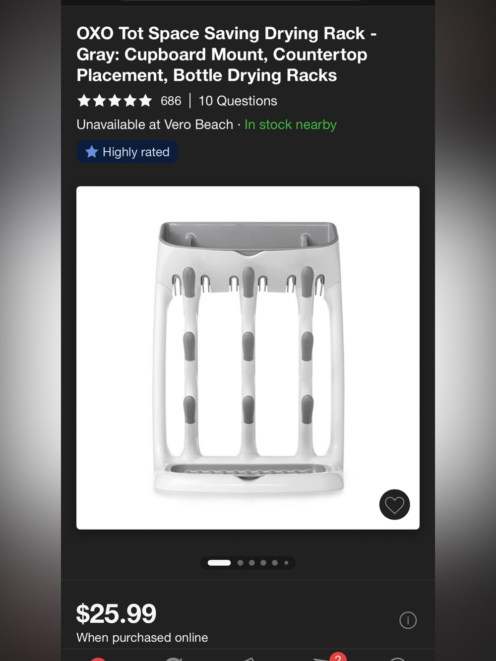 Oxo space saving bottle drying rack